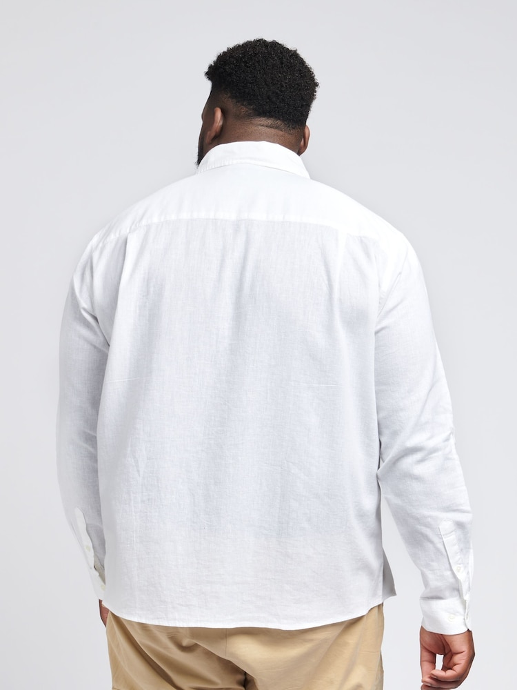 U.S. Polo Assn. White Linen Blend Relaxed Long Sleeve Shirt - Image 2 of 6