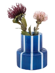 Present Time Cobalt Blue Rayado Retro Wide Vase - Image 2 of 3