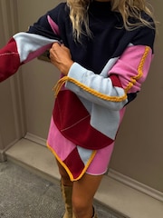 Never Fully Dressed Pink Argyle Knit Jumper - Image 3 of 4