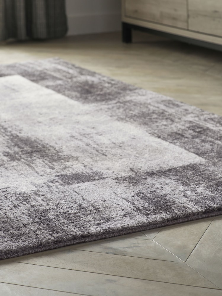 Grey Textured Border Rug - Image 2 of 6