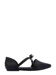 Melissa Pointy Stripe Black Bow Matt Shoes - Image 1 of 2