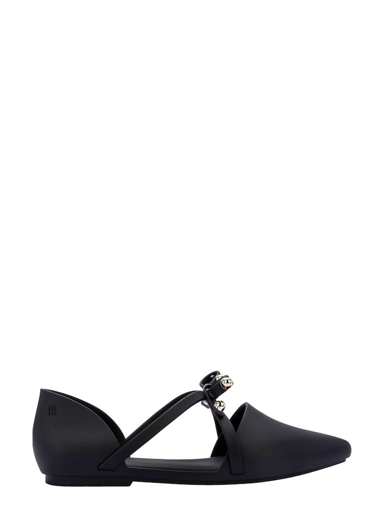 Melissa Pointy Stripe Black Bow Matt Shoes - Image 1 of 2