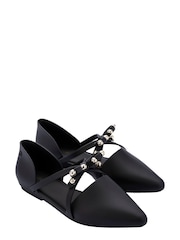 Melissa Pointy Stripe Black Bow Matt Shoes - Image 2 of 2