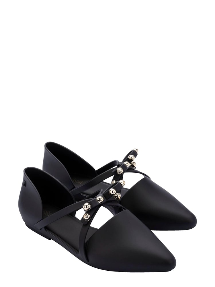 Melissa Pointy Stripe Black Bow Matt Shoes - Image 2 of 2