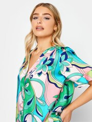 M&Co Green Psychedelic Frill Sleeve Button Shirt - Image 4 of 4
