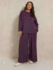 أرجواني - Evans Long Sleeve Top & Wide Leg Trousers - Image 1 of 6