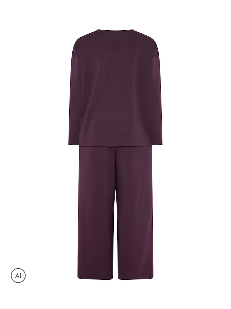 أرجواني - Evans Long Sleeve Top & Wide Leg Trousers - Image 6 of 6 أرجواني - Evans Long Sleeve Top & Wide Leg Trousers - Image 6 of 6