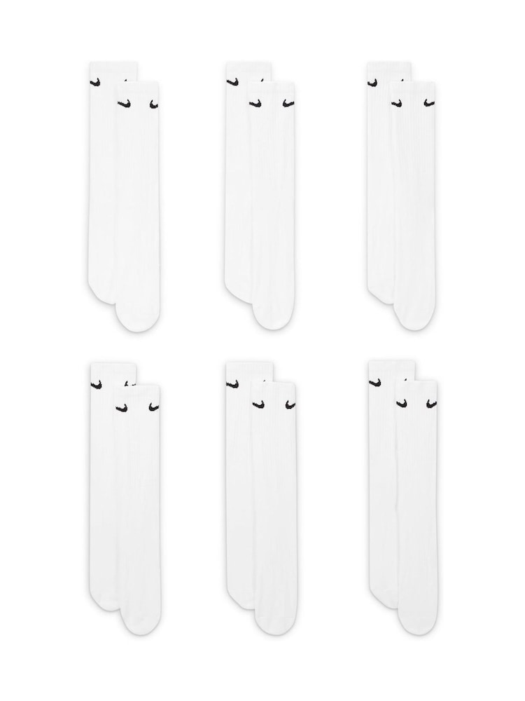 Nike White Crew Everyday Cushioned Socks 6 Pack - Image 4 of 9