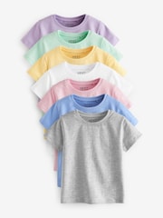 Multi Colour 100% Cotton Short Sleeve T-Shirts 7 Pack (3mths-7yrs) - Image 1 of 10