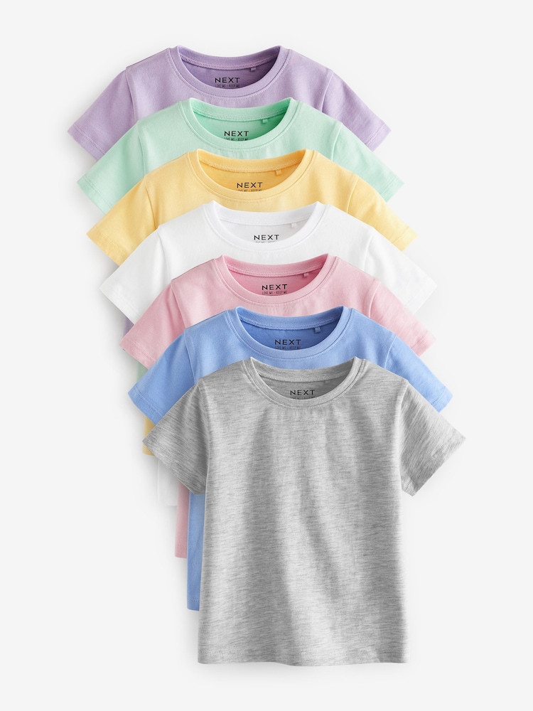 Multi Colour 100% Cotton Short Sleeve T-Shirts 7 Pack (3mths-7yrs) - Image 1 of 10