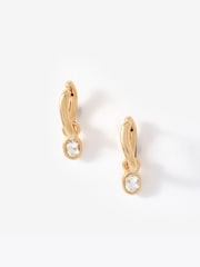 Mint Velvet Gold Tone Crystal Drop Hoop Earrings - Image 1 of 3