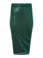 PixieGirl Petite Green Sequin Midi Skirt - Image 3 of 4