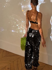 Never Fully Dressed Black Sequin Naomi Trousers - Image 3 of 4