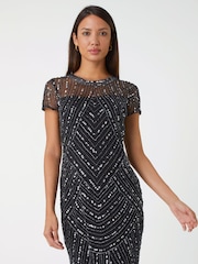 Roman Black Sequin Embellished Dress - Image 2 of 5