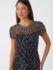 Roman Black Sequin Embellished Dress - Image 4 of 5
