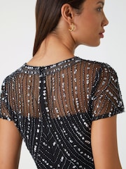 Roman Black Sequin Embellished Dress - Image 5 of 5