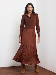 Mint Velvet Brown Ultimate Multitasker Midi Dress - Image 1 of 8