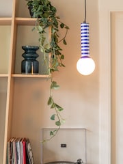 Leitmotiv Cobalt Blue W. White Rayado Pendant Lamp - Image 1 of 3
