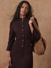 Mint Velvet Red Denim Midi Shirt Dress - Image 3 of 8