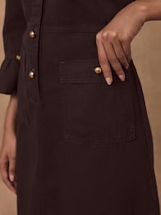 Mint Velvet Red Denim Midi Shirt Dress - Image 4 of 8