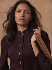 Mint Velvet Red Denim Midi Shirt Dress - Image 6 of 8