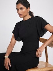 Negro - Vestido drapeado asimétrico a media pierna de Mint Velvet - Imagen 3 de 8