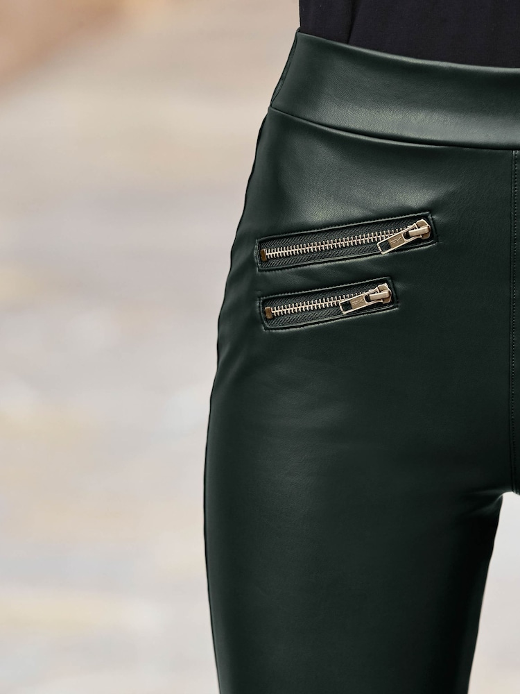 Sosandar Black Leather Look Premium Leggings - Image 3 of 3