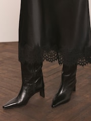 Mint Velvet Black Satin Lace Maxi Skirt - Image 3 of 5
