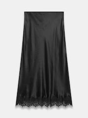 Mint Velvet Black Satin Lace Maxi Skirt - Image 4 of 5