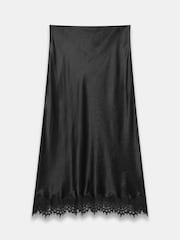 Mint Velvet Black Satin Lace Maxi Skirt - Image 5 of 5