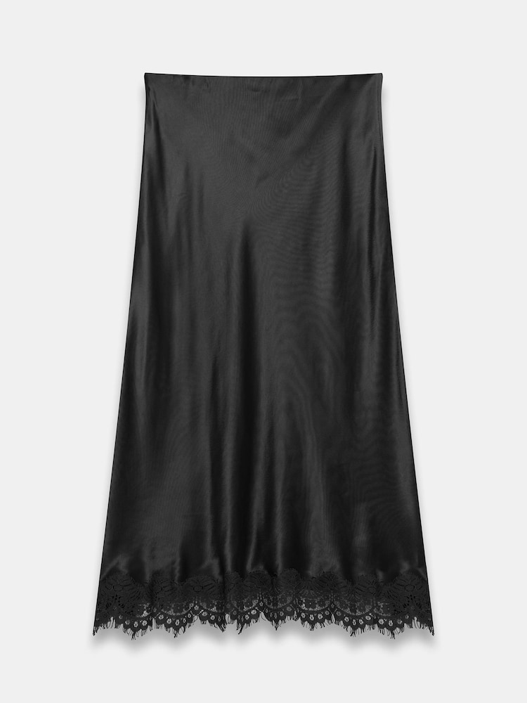 Mint Velvet Black Satin Lace Maxi Skirt - Image 5 of 5 Mint Velvet Black Satin Lace Maxi Skirt - Image 5 of 5