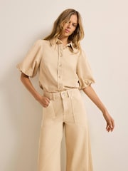 Mint Velvet Natural Denim Puff Sleeve Shirt - Image 2 of 8