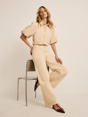 Mint Velvet Natural Denim Puff Sleeve Shirt - Image 3 of 8