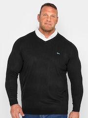 BadRhino Big & Tall Black Shirt Insert V Neck Jumper - Image 1 of 3