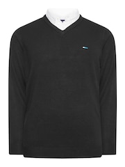 BadRhino Big & Tall Black Shirt Insert V Neck Jumper - Image 2 of 3