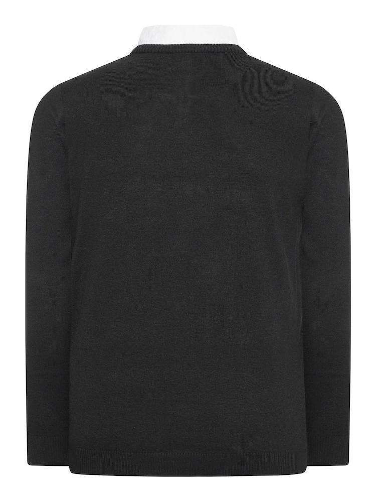 BadRhino Big & Tall Black Shirt Insert V Neck Jumper - Image 3 of 3