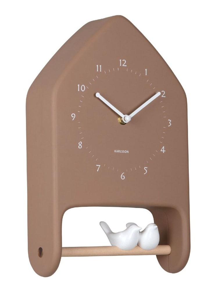 Karlsson Mocha Brown Love Birds Jungle Wall Clock - Image 1 of 5