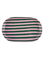 Present Time Retro Green W. Soft Pink Tray Animado Oval Small Plate - Image 3 of 4
