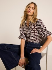Mint Velvet Red Swan Print Shirt - Image 1 of 8