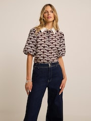 Mint Velvet Red Swan Print Shirt - Image 3 of 8