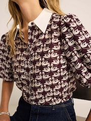 Mint Velvet Red Swan Print Shirt - Image 4 of 8