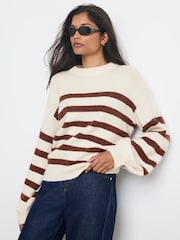 Mint Velvet Orange Striped Knit Jumper - Image 3 of 8