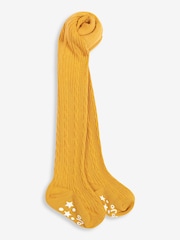 JoJo Maman Bébé Mustard Cotton Rich Cable Tights - Image 1 of 3