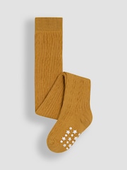 JoJo Maman Bébé Mustard Cotton Rich Cable Tights - Image 3 of 3