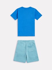 New Balance Blue Stacked Logo T-Shirt & FT Shorts Set - Image 2 of 3
