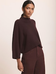 Mint Velvet Red Cotton Blend High Neck Top - Image 1 of 7