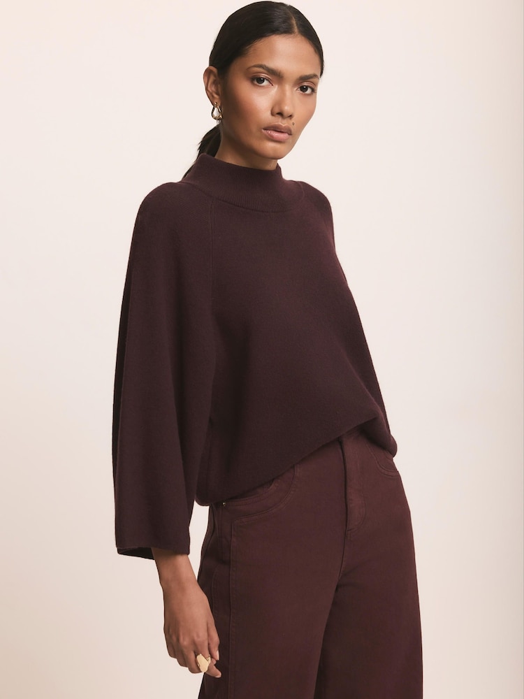Mint Velvet Red Cotton Blend High Neck Top - Image 1 of 7