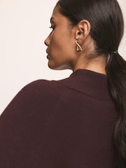 Mint Velvet Red Cotton Blend High Neck Top - Image 4 of 7
