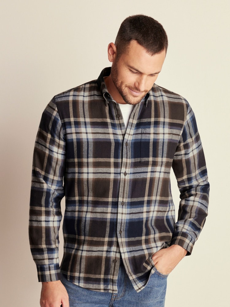 Navy Blue Check Long Sleeve Shirt - Image 1 of 7 Navy Blue Check Long Sleeve Shirt - Image 1 of 7