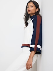 Mint Velvet Cream Colour Block Wide Sleeve Knit Top - Image 2 of 7